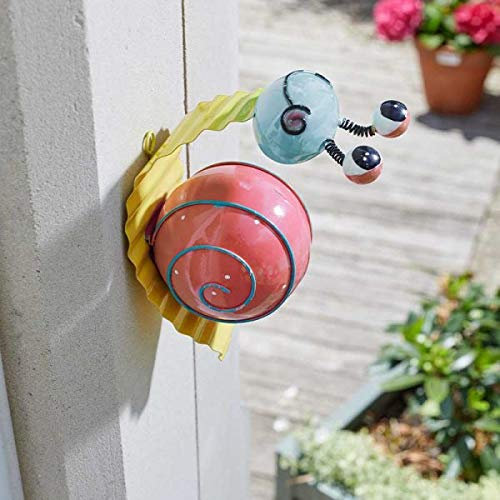 Garden Mile Snazzy Snail Metal Garden Ornaments Outdoor Wall Decor Weatherproof Metal Wall Art For Garden Hand Painted Animal Ornaments For Walls Fences Sheds All Year Round Outdoor Wall Art
