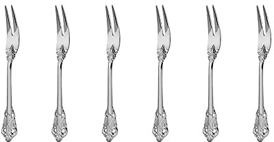 WULUN Silber Besteck-Set Barock, aus 18/10 Edelstahl Spiegelpolierte, ideal für Haus, Küche, Restaurant, Hochzeit, Partys, Nachmittagstee, 2 Zinken Obst Gabel Schneckengabel 6-teiliges, Länge 16.5cm