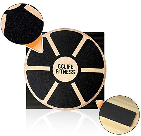 CCLIFE ZERRO Plataforma de Equilibrio Profesional de Madera para Ejercicio físico Tabla de Equilibrio de Madera o Plastico, Plataforma de Equilibrio con Asas