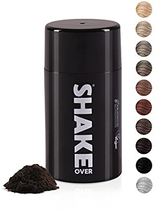 SHAKE OVER Veganes Streuhaar zur Haarverdichtung, mit Zink angereicherte Fasern, hochwertiges Schütthaar, Made in Europe (12 g, DARK BROWN)