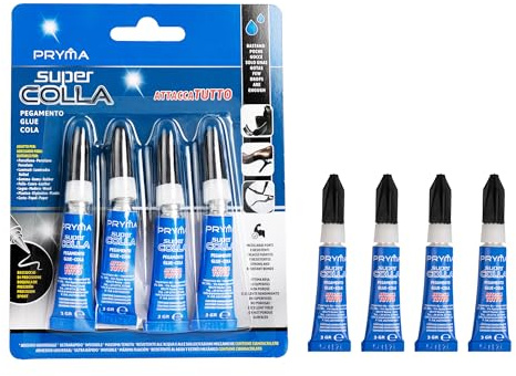 Pryma Super Colla Attacca Tutto | 3g – Adesivo Istantaneo Ultra Resistente per Plastica, Metallo, Ceramica, Legno e Altro