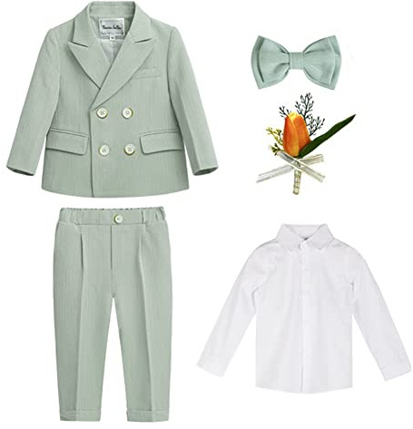 Completo da Bambino 4/5/6 Pezzi Eleganti Abiti da Cerimonia Gentleman Smoking da Ragazzo Abito Formale Doppiopetto da Battesimo Bambini e Ragazzi Gentiluomo Vestito per Matrimonio Festa 6-7 anni