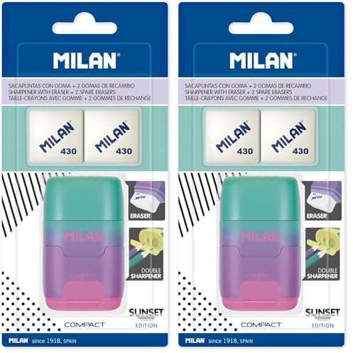 MILAN Blíster afilaborra COMPACT Sunset lila + 2 gomas de recambio, BYM10451 (Paquete de 2)