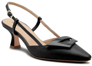 Frau Décolleté Slingback in Pelle con Accessorio, 81M2 (Nero, Sistema Taglie Calzature EU, Adulto, Numero, Media, 37)