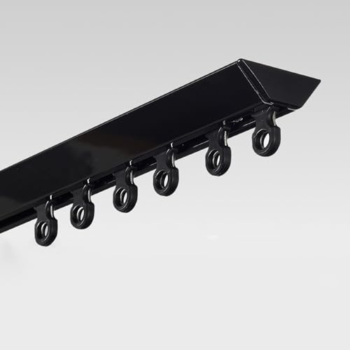 MZQMK Vorhangschiene, Vorhangschiene Deckenmontage, Gardinenschiene Schwarz, Industrie Verstellbare Ausziehbare Gardinenstangen, Industrial Vorhangstange Deckenmontage(Black,1.5m/4.9ft)