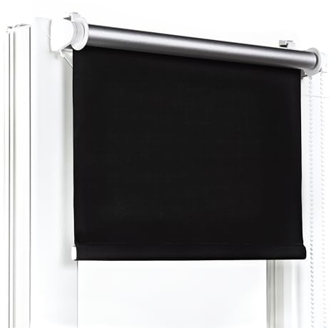 Fenster DEKOR - Rollos Für Fenster Ohne Bohren Schwarz - Verdunkelungsrollo B90 x H120 cm - Klemmrollo Verdunkelung - Fensterrollo Für Balkontüren - Verdunklungsrollo Leicht Zu Installieren