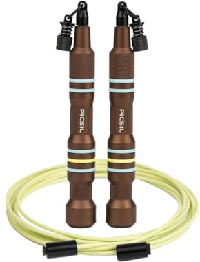 PICSIL - Corde à Sauter Insigne, Speed Rope de compétition ultra rapide avec poignées en aluminium, Cross Training, Fitness, Double Unders (Copper)