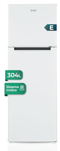 Svan Frigorífico 2 Puertas Blanco SF17601E. Capacidad 304 Litros, Puerta Reversible, Bajo Nivel Sonoro, Eficiencia Energética Clase E