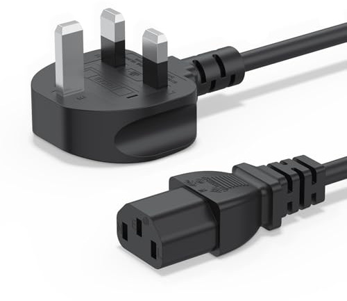 1M/3.3FT UK Plug 13A 250v Power Cable 3 Prong Power Cord for Ps3 Computers,TVs,Monitors,LG LED LCD Smart 1080p HDTV,Samsung,Acer,Epson Printer AC Cable,IECC13 to BS1363 3 Foot Kettle Lead Cord