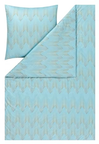 ESTELLA Biancheria da letto in jersey makò Interlock, Cielo, 135 x 200 cm + 80 x 80 cm