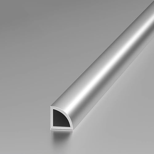 Kakelprofil, Kvartscirkelformad Kantlist 125 Cm (2 Stycken) – Keramiskt Kantskydd För Kakel, Lång Kakellist För Badrum, Kontor, Hotell Och Skolor(Matte silver,10x10mm)