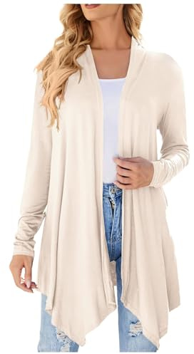 Generisch Veste Cardigan sans manches pour femme Été Léger Ouvert sur le devant Suspendu Long asymétrique