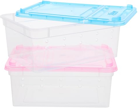 Abaodam Caja para Gusanos de Seda para Reptiles, Ligera y Transparente, de Plástico Buena Ventilación, Paquete de 2 Piezas Adecuado para Exteriores y Mascotas