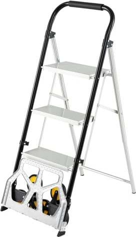 GOPLUS Carretilla Plegable 2 en 1 con Escalera de Aluminio