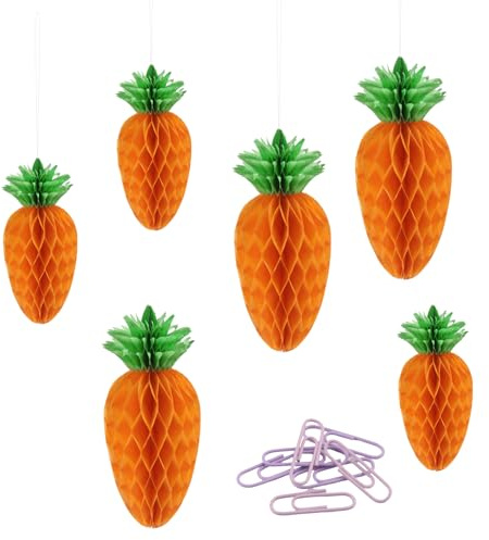 OMIGA 6 Pezzi Carote di Pasqua da Appendere Addobbi Pasquali in Carta | Decorazioni Pasquali per Interne ed Esterne Primavera Albero di Pasqua Carta Pasquale