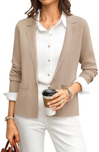 GRACE KARIN Cardigan da donna a maniche lunghe, in maglia, con bottoni, risvolto, scollo a V