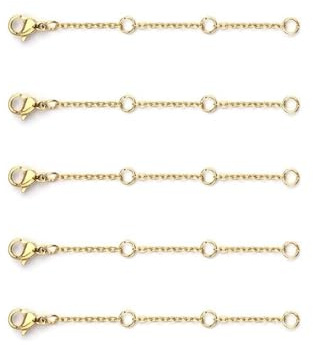 Kedjeförlängare Choker, Halsband Hänge Förlängningskedja Hummerlås Anslutningar Guld och silverfärgad 3-10 cm Paket med 5