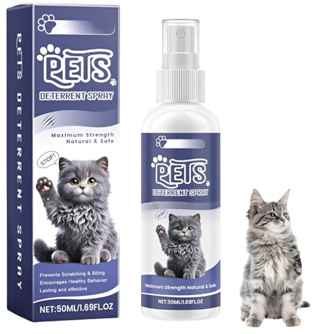 BCZR Anti Griffure Chat Spray, Empêche Les Chats De Gratter Les Meubles, Les Tapis, Les Rideaux Et Les Plantes, Usage Intérieur & Extérieur, 50 ML