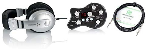 Rocktile GP-10 Practice Kit (tragbarer Kopfhörer-Verstärker und Multieffektgerät im praktischen Übungsset inkl. hochwertiger DJ-Kopfhörer & Instrumentenkabel)