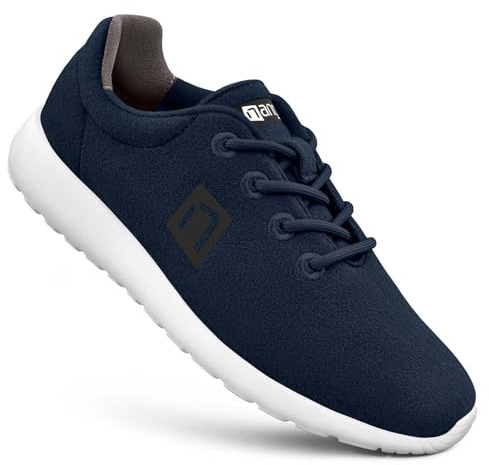 Nanga Zapatillas de Lana para Hombre, Ligeras, de Lana Merino, para Ocio, Deporte y Trabajo, Transpirables, con Plantilla Intercambiable, Azul Oscuro, 42 EU