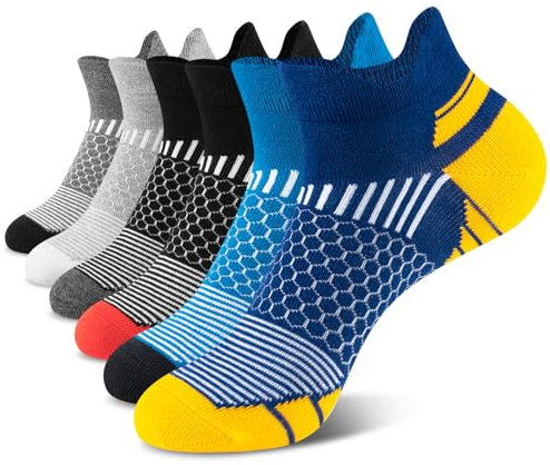 Niofind Socken Herren 43-46 37-42,Sneaker Socken Herren Sportsocken Atmungsaktive Gepolsterte Baumwolle Anti-Blasen Laufsocken für Sport Wandern Workout Fitness Multipack 6 Paar