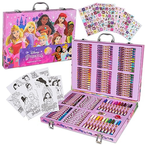 Disney Princesa Set Maletin - Rotuladores, Lápices de Colores, Crayones - Más de 130 Piezas - Estuche de Suministros de Arte (Multicolor Princesa)