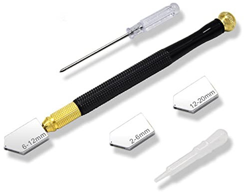 Langlebiges Diamant-Glasschneider-Set Mit Gewindegriff – Ergonomisches Design Für Präzises Glasschneiden, Diamant-Glasschneider-Set Glasschneider mit Gewindegriff Glasschneidewerkzeug-Set Präzise