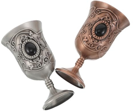 Zerodeko 2pezzi Bicchiere in Metallo Design Medievale Bicchiere Da Vino Retro Stile Europeo Tazza Per Acqua Sacra Per Decorazione Di Casa