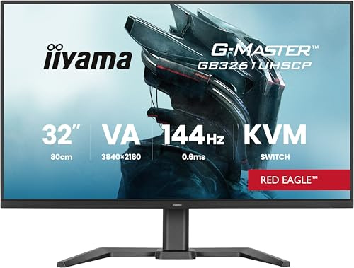 iiyama G-Master GB3261UHSCP-B1 32 inch 144Hz UHD 3840x2160, 0.6ms, AMD FreeSync Premium, 2x HDMI 2.1,1 x DisplayPort, 1 x USB-C (95W PD), KVM, HAS