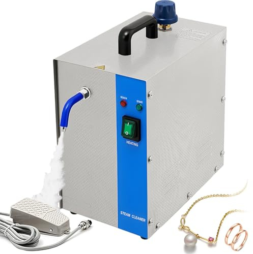 1300W Ångtvätt för Smycken, 2L Högtrycksångtvättmaskin för Smycken Ångtvätt för Smycken 8,82lbs Ångtryck med Fotpedal för Guldsmycken