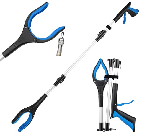 Pinza raccogli oggetti extra lunga da 109cm – Pinza telescopica prendi oggetti per anziani con testa rotante a 360°, ideale per luoghi difficili da raggiungere, design ergonomico, colore blu(1 pezzo)