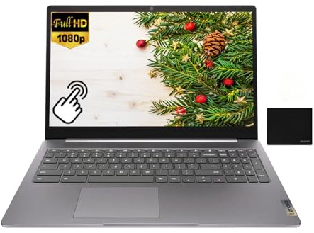 Lenovo IdeaPad 3i Chromebook Laptop, 15.6'' FHD (1920 x 1080) Touchscreen, 4-Core Intel Pentium Silver N6000, 8GB LPDDR4x, 256GB (128GB eMMC+128GB SD Card), Wi-Fi 6, Arctic Grey, EAT Mouse Pad