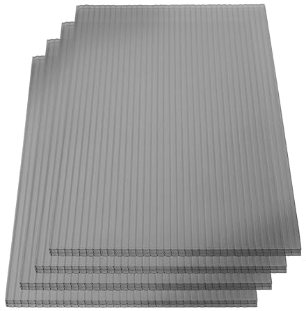 KAISER plastic® Doppelstegplatten Anthrazit-Grau PC [16/20 mm] – Made in Germany | Schlagfeste Hohlkammerplatten für Terrasse & Carport | 3er, 4er oder 5er Set | Längen: 2m – 4m (4, 98 x 250 cm)