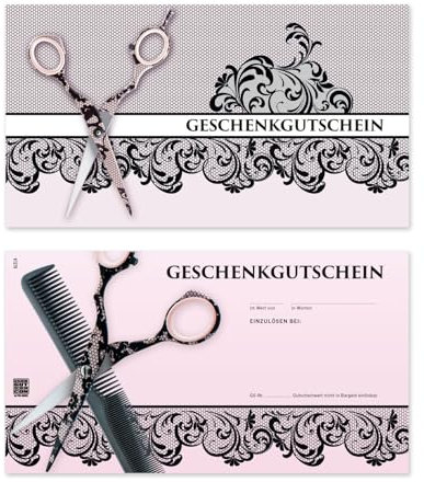 GESCHENKGUTSCHEINcom by POS-HAUER. 50 Gutscheine. Blanko zum Selberausfüllen. Für Friseure, hairstyling.