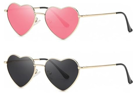 Musivon Gafas de Sol Corazón Polarizadas - Gafas de Sol Retro Festival para Fiesta Unisex