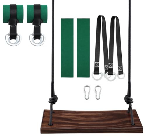 PELLOR Balançoire Exterieur en Bois Adulte Siège de Balançoire avec Corde Réglable pour Arbre Aire de Jeux Extérieur Intérieur Chargé Maximum 100kg