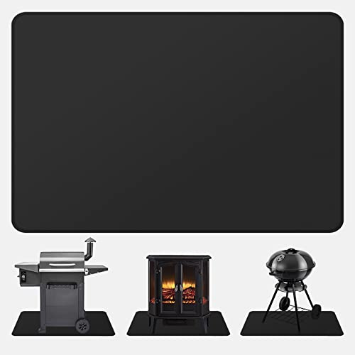 FLASLD 91 x 122 cm under grillmatta för utomhusgrill, dubbelsidig brandsäker grilldyna för eldgrop, inomhus öppen spis, matta, oljesäker vattentätt grillskydd för däck och uteplatser
