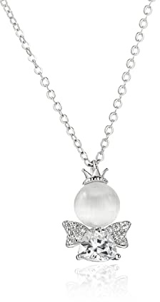 Collar de Ángel de Plata de Ley 925 con Colgante de Ángel de la Guarda para Mujeres, Collar con Perlas de Purpurina Cadenas de Amistad Regalos para Bebé Niños Niñas mujer Bautizo Comunión Cumpleaños