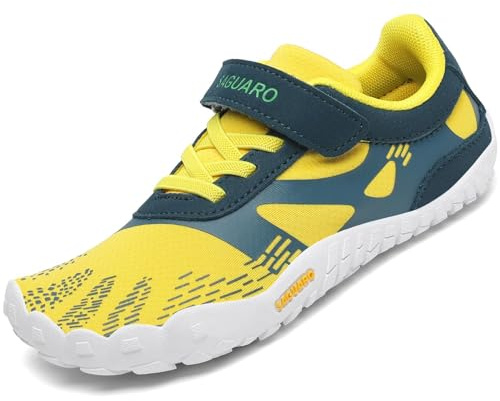 SAGUARO Calzado Descalzos Niños Zapatillas de Trail Niñas Transpirables Minimalistas Zapatos de Deporte Antideslizantes Fitness Barefoot Zapatillas Senderismo Exterior Amarillo 27 EU