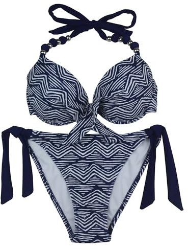 EONAR Push-up bikini avtagbar vadderad bh justerbar baddräkt, Zebra, XXL