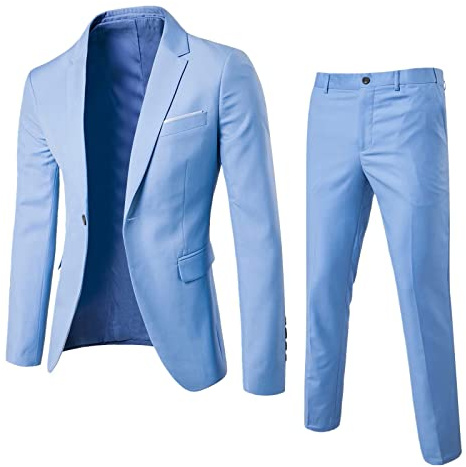 MaNMaNing Trajes para Hombre de 2 Piezas Slim Fit para hombre Traje Boda 2 Piezas Slim Fit Traje de ajustado Boda Negocios con un botón