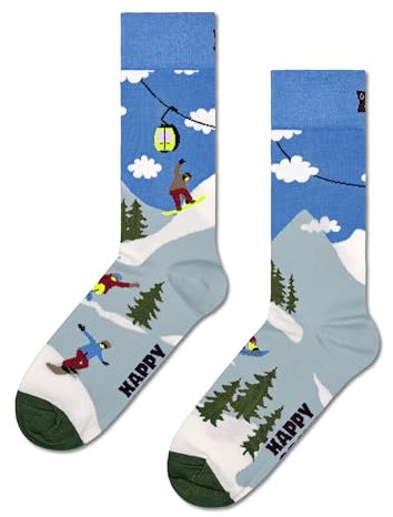 Happy Socks Snowboard Sock bunte Baumwollsocken mit lustigen Schnee Mustern