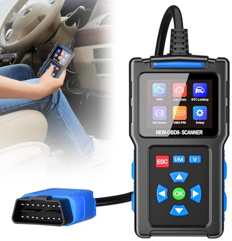 HOSPAOP Appareil de diagnostic OBD2 pour voiture - Lecteur d'erreur - Pour tous les véhicules OBD II - 9 modes OBD2 - 13 langues - One Touch I/M - Détection de tension - Lecteur de code d'erreur pour
