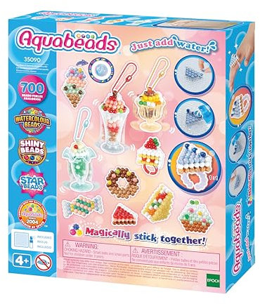 Aquabeads 35090 Süßigkeiten Anhänger Bastelset, Wasserperlen Bastelset für Kinder ab 4 Jahren, kindersicher, kein Bügeln oder Kleben erforderlich