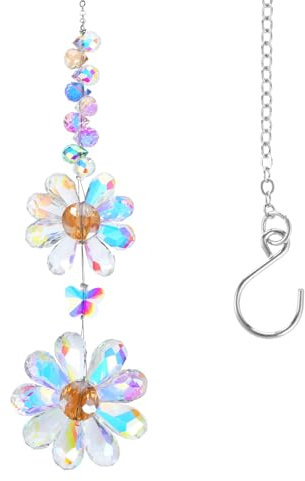 Qianyu Crystal Sunflower Suncatcher Hanging Ornaments Rainbow Sun-catcher Maker with Chain Pendant Hanging Crystal Window Suncatcher for Indoor Window Outdoor Patio Garden Decor Birthday Wedding Gifts