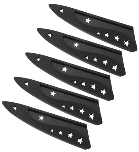 PATIKIL Coprilama in plastica per sicurezza per coltelli da disossare da 7 7,5 x 1,9 pollici (LxP), 5 pezzi protezione universale per lame fodero per coltelli da cucina per bar, nero