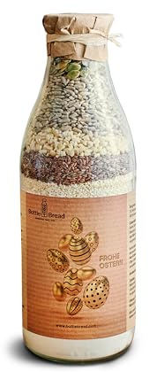 Brotbackmischung Frohe Ostern Goldene Eier Backmischung im Glas Flasche Geschenk Geschenkidee Ostern