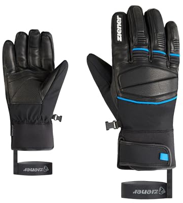 Ziener Herren GOMIN-Z Ski-Handschuhe/Wintersport | wasserdicht Lederinnenhand PFC frei, Black.Persian Blue, 9,5