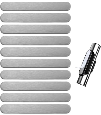 Adesivi Magnetici Metallici - Piastrine in Acciaio Autoadesivo, Barre di Montaggio Magnetiche | Set di 10 Pezzi con Supporto in Ferro Robusto, Liscio e Resistente