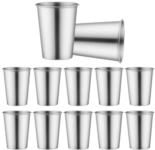 TOATELU Lot de 10 gobelets en acier inoxydable 350 ml : tasse empilable en métal, gobelet à boire en acier inoxydable, gobelet SUS304, tasse en métal, tasse de camping, pour pique-nique et